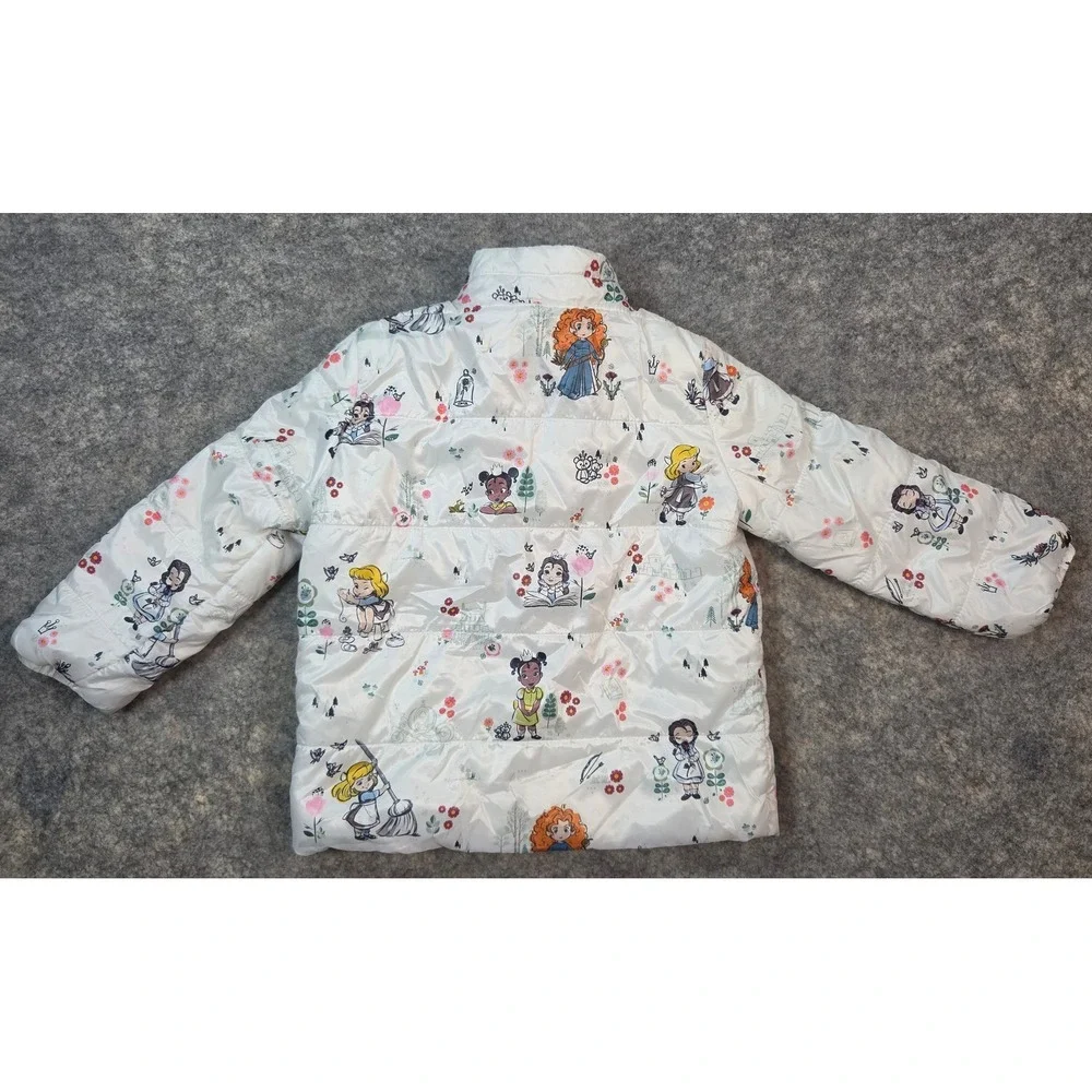 Disney Animators Collection Princess Puffer Jacket White Kids Size 3 Toddler